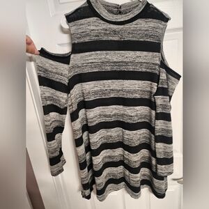 Chic Striped Cold Shoulder Top